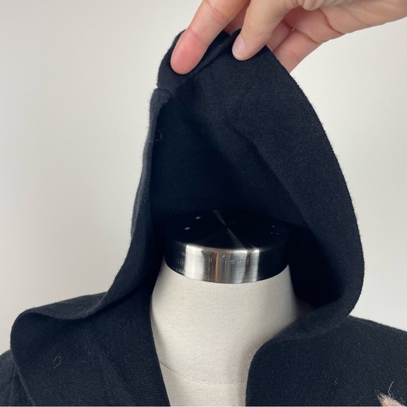 Sioni Black Blue Brown Floral Hooded Sweater Long Sleeve Knit Women Large - Picture 5 of 7